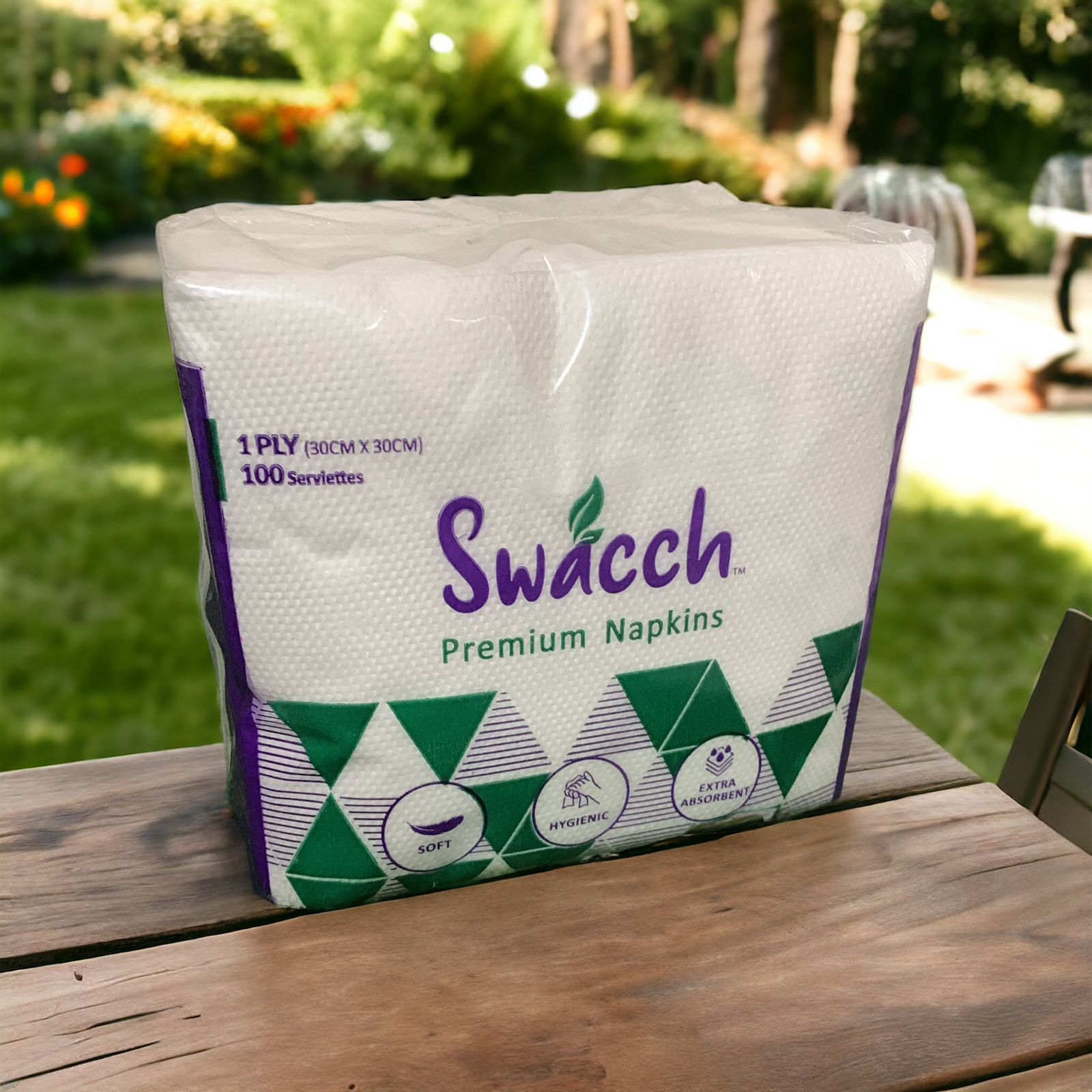 Swacch Premium Napkins on an outdoor table